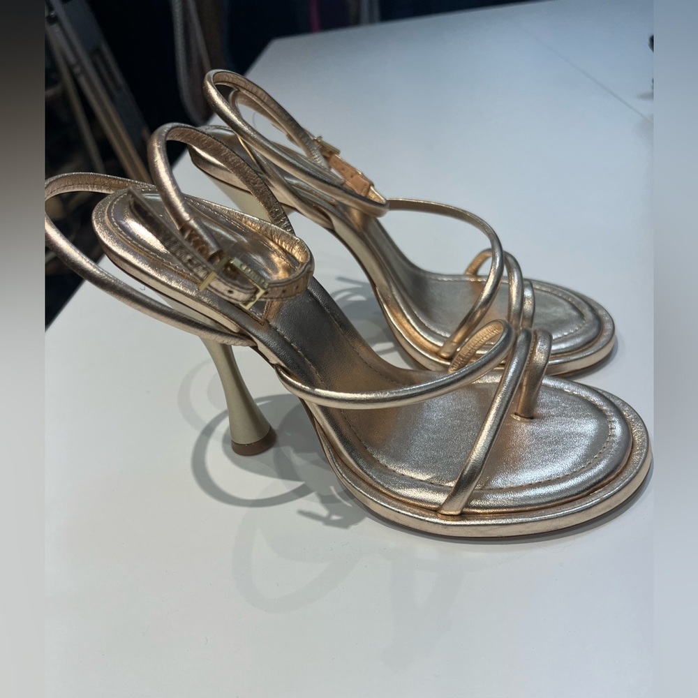 SCHUTZ Metallic Gold Strappy Sandals